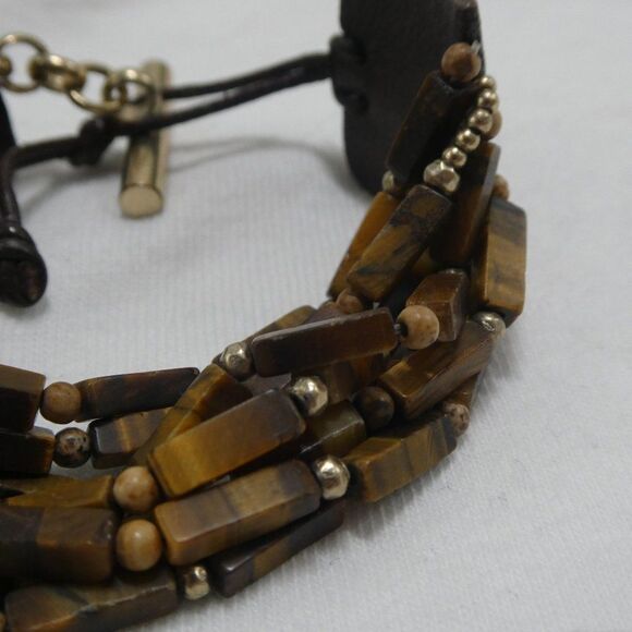 Kenneth Cole Tiger Eye Leather Toggle Bracelet - Picture 4 of 7